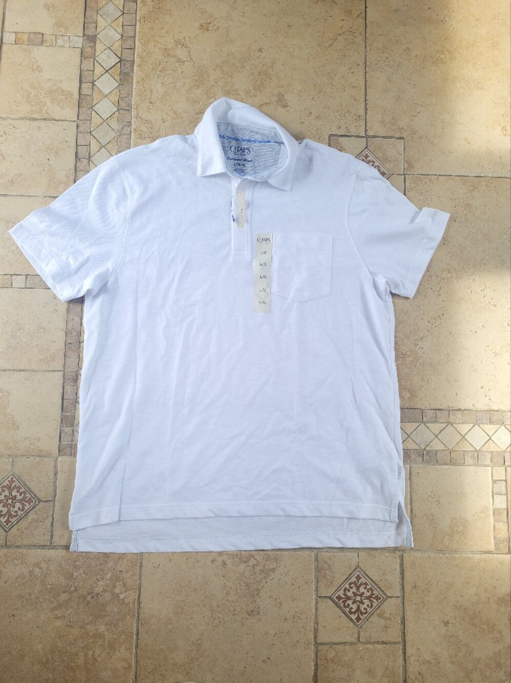 Chaps White Men’s Polo with Chest Pocket